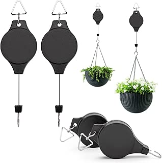 4Pcs Plant Pulley Hanging Basket Hooks, Retractable Pulley Plant Hanger Hanging Flower Basket Hook Hanger Hanging Ferns, Garden Baskets Pots, Birds Feeder Indoor Outdoor Decoration - coolthings.us