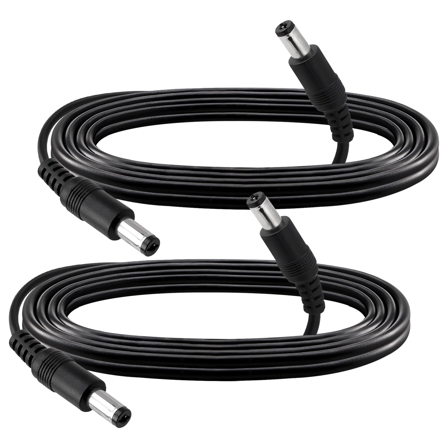 KUOQIY 2 PCS 2m 5.5x2.1 mm 24V 12V DC Power Extension Cable, Male to Male DC Power Extension 22AWG, for CCTV Security Cameras, Router, Black