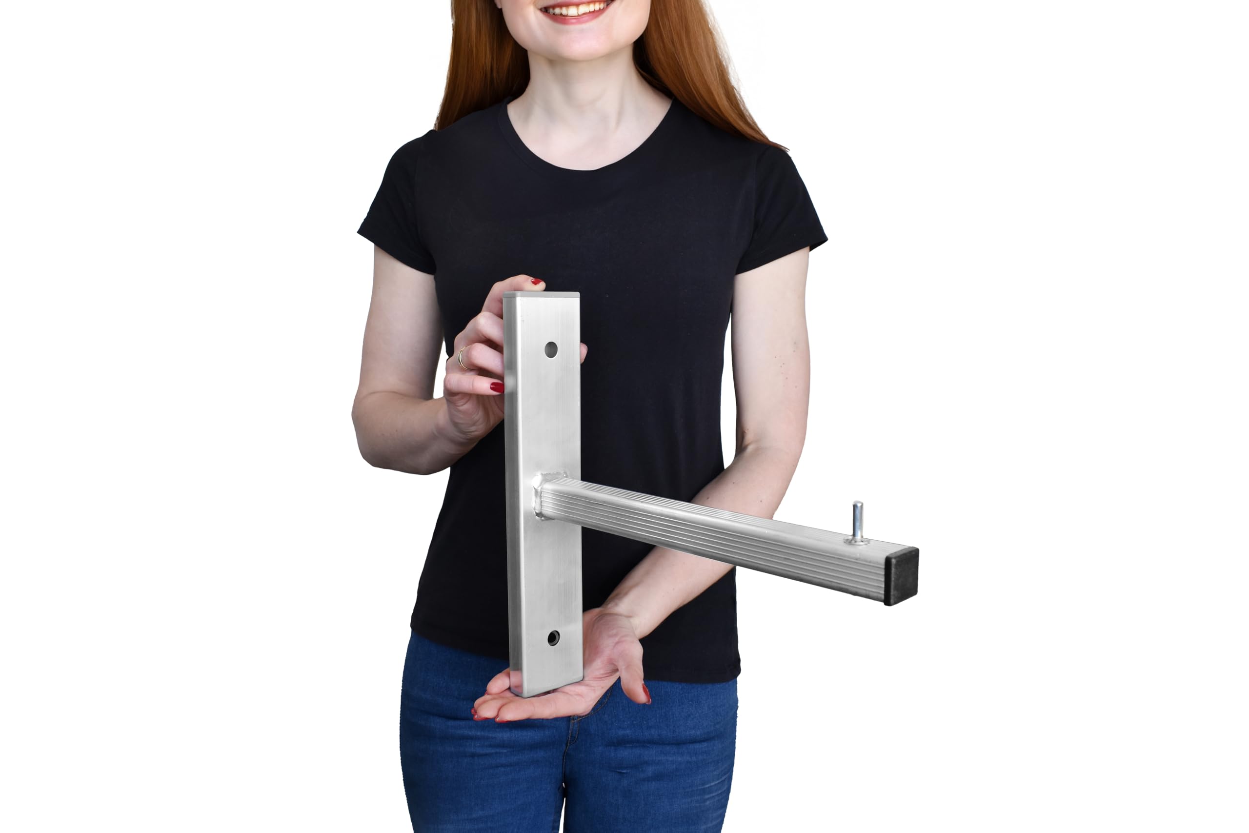 DRABEST - Uchwyt do Drabiny, Ścienny, Aluminiowy – 2 Sztuki - Mocny Uchwyt na Drabinę - Odporny na Warunki Atmosferyczne - Nośność 80 kg - Do drabin 1-, 2- i 3-elementowych