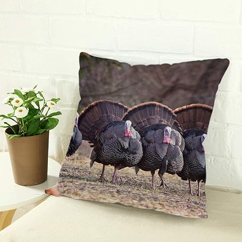 Miniatura 2 de Fundas de almohada de lino y algodón con diseño de pavo salvaje, fundas de almohada para sofá, cama, decoración del hogar, 18 x 18 pulgadas