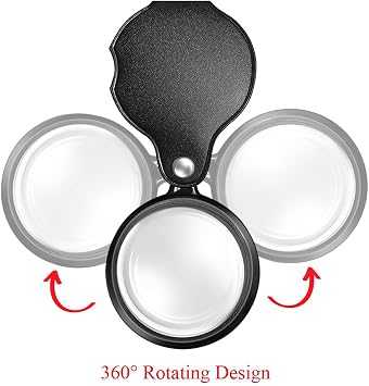 Aode for10X Magnifying Glass Loupe Small Pocket Magnifier Mini Folding Magnify Glass with Rotating Protective Holster for Reading NewspaperJjnxm-0148, 0419009