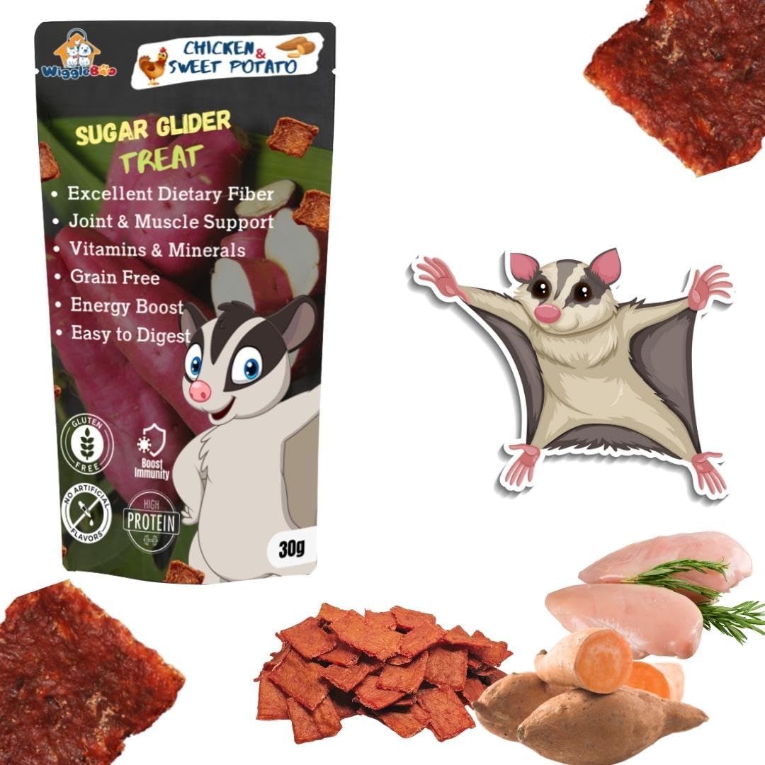 WiggleBoo Chicken & Sweet Potato Suger Glider Treat | Travel Friendly Pack | Protein Rich | Fiber Rich | Crunchy Healthy Snacks (Chicken & Sweet Potato - 30g)