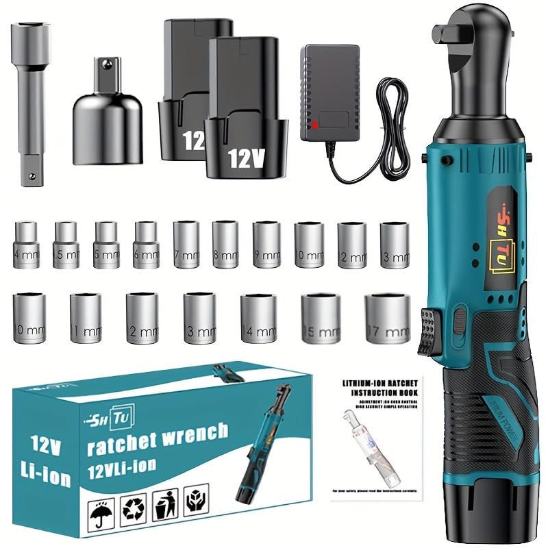 Wireless electric ratchet wrench set, brushless electric ratchet wrench, suitable for home and car repairs, a holiday gift for men, optional. (Battery 2+multiple accessories)