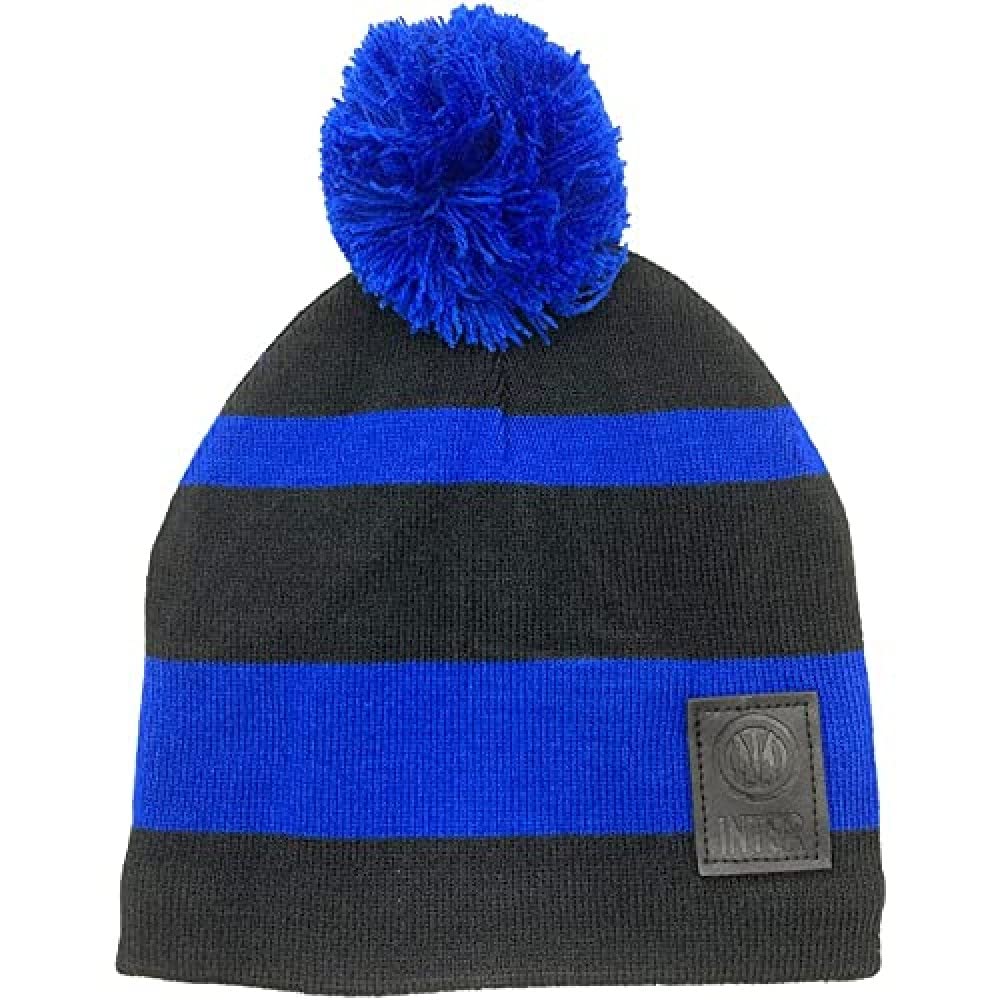 Inter Cappello PONPON Maglia Rigata 153073 con Pile Prodotto Ufficiale Official Merchandising