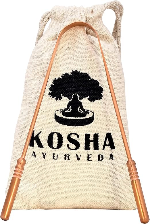 Kosha Ayurveda Copper Tongue Scraper Cleaner | Perfect Surgical Tongue Scraper | Best Remedy for Bad Breath | Maintains Oral Hygiene | Thick Safe Blunt Edges | Flexible Handle and Comfortable Grip