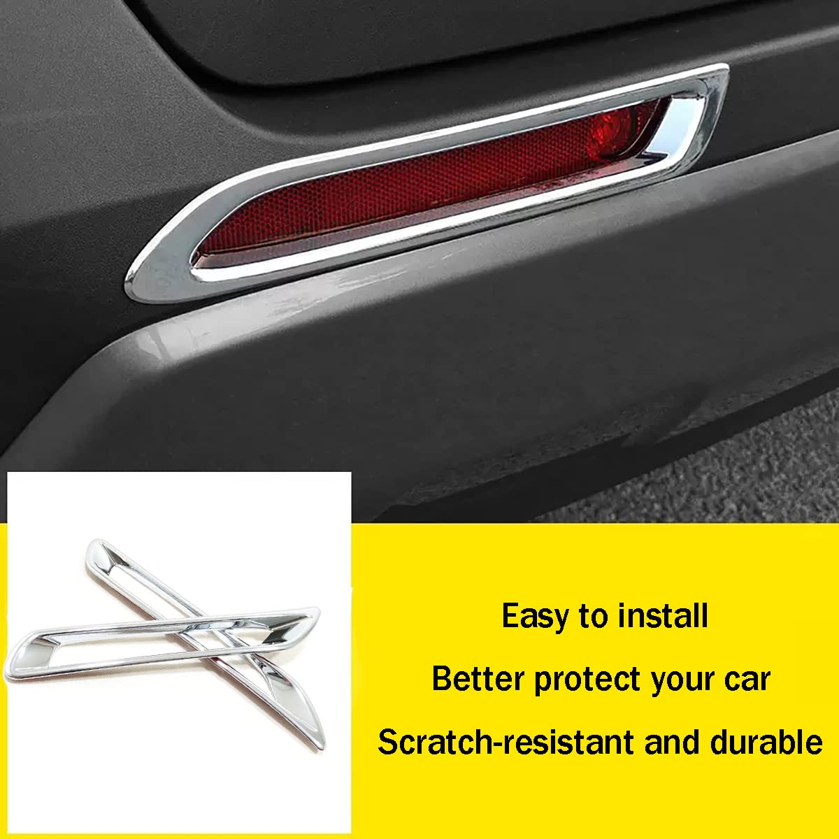 KELEIMAI Car Accessories Fit For Toyota RAV4 2019-2022 2023 2024 Exterior Rear Bumper Reflector Fog Lights Cover Trim (Glossy Chrome Style) ABS 2 PCS