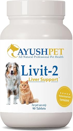 Ayush Herbs Livit-2 Suplemento de salud para mascotas, apoyo hepático y gastrointestinal, piel y cabello saludables, animales pequeños o grandes,