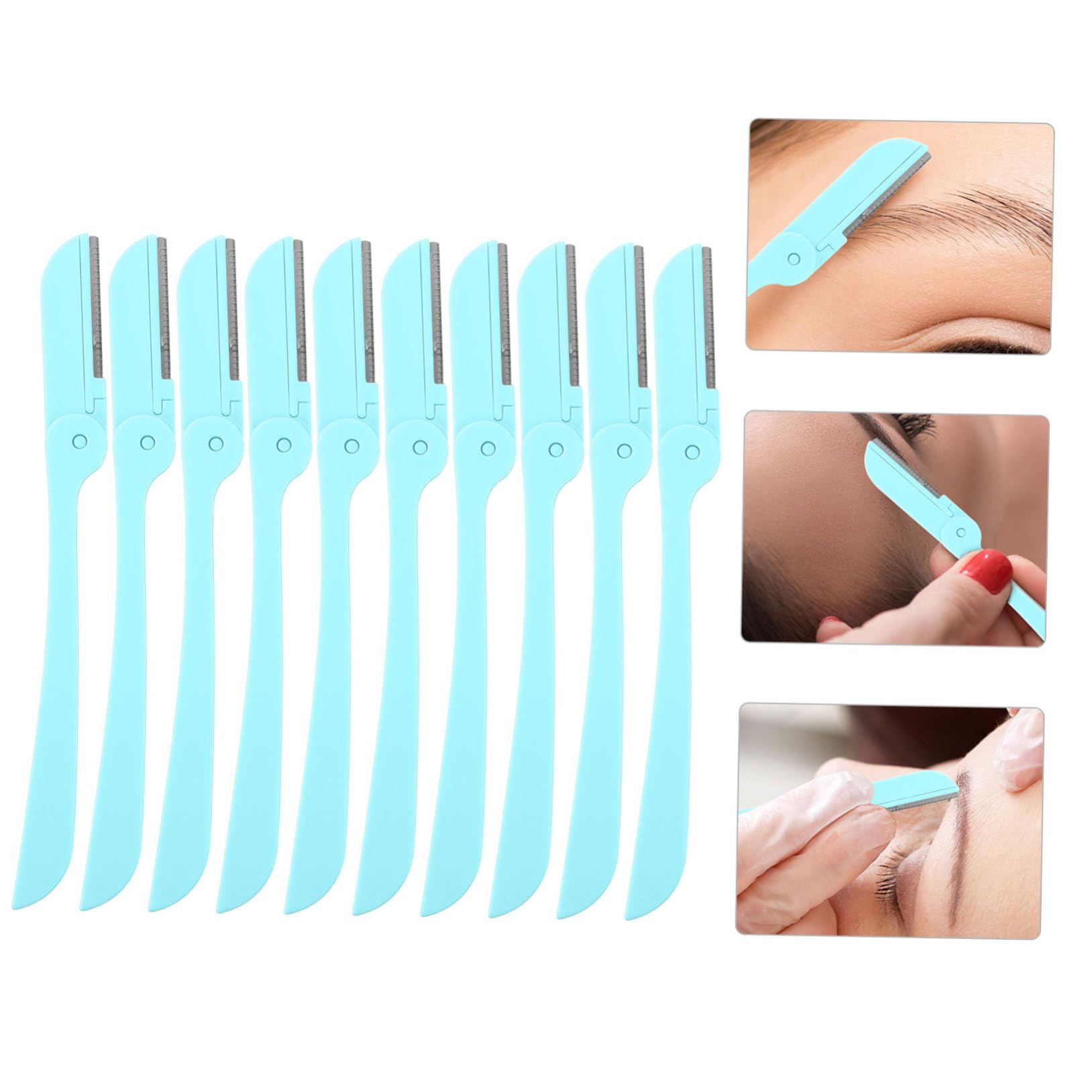 OSOLADY Stainless Steel Eyebrow Razor Kit 10pcs Portable Foldable for Women's Grooming Beauty