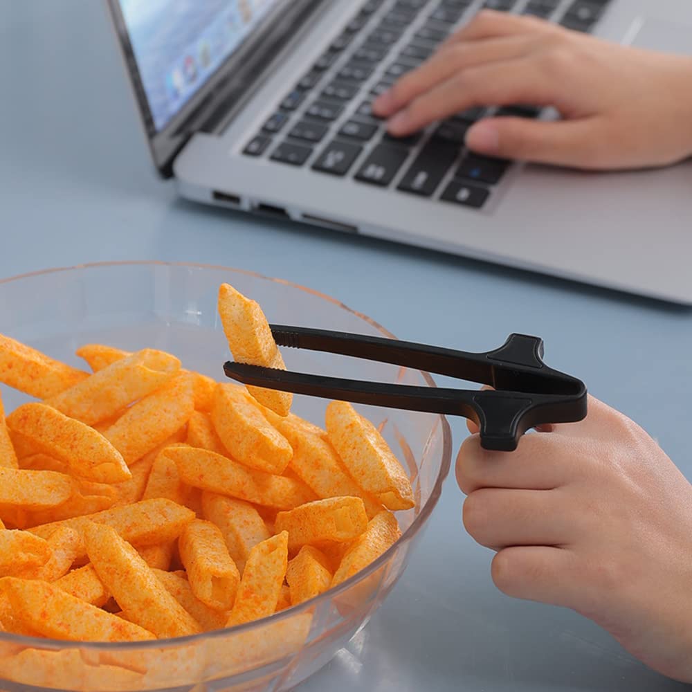 Finger-Essstäbchen, Snack-Clips, Fingerzange, mobiles Spielzubehör, einfach Snacks beim Spielen zu essen, 4 verschiedene Farben (Schwarz, Weiß, Grau, Rosa)