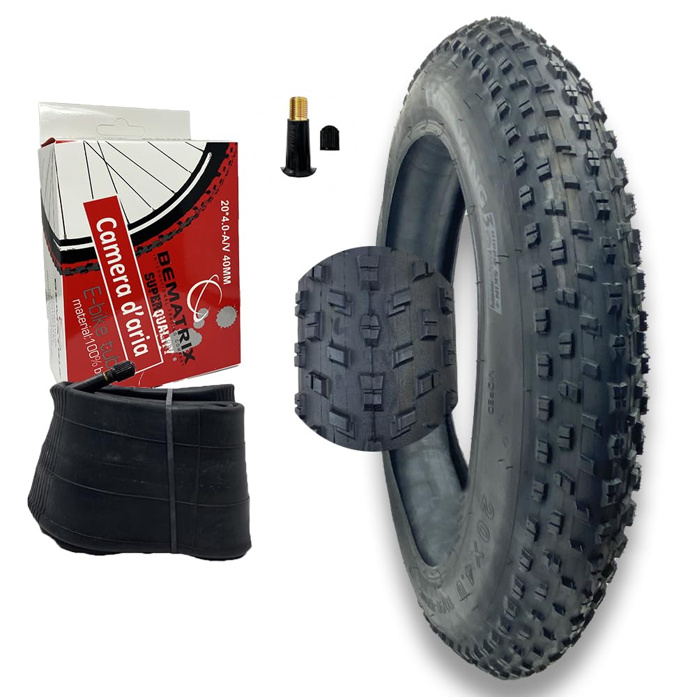KIT COPERTONE FAT BIKE ANTIFORATURA CAMERA D'ARIA 20 X 4.0 100 90 406 AMERICA VALVOLA