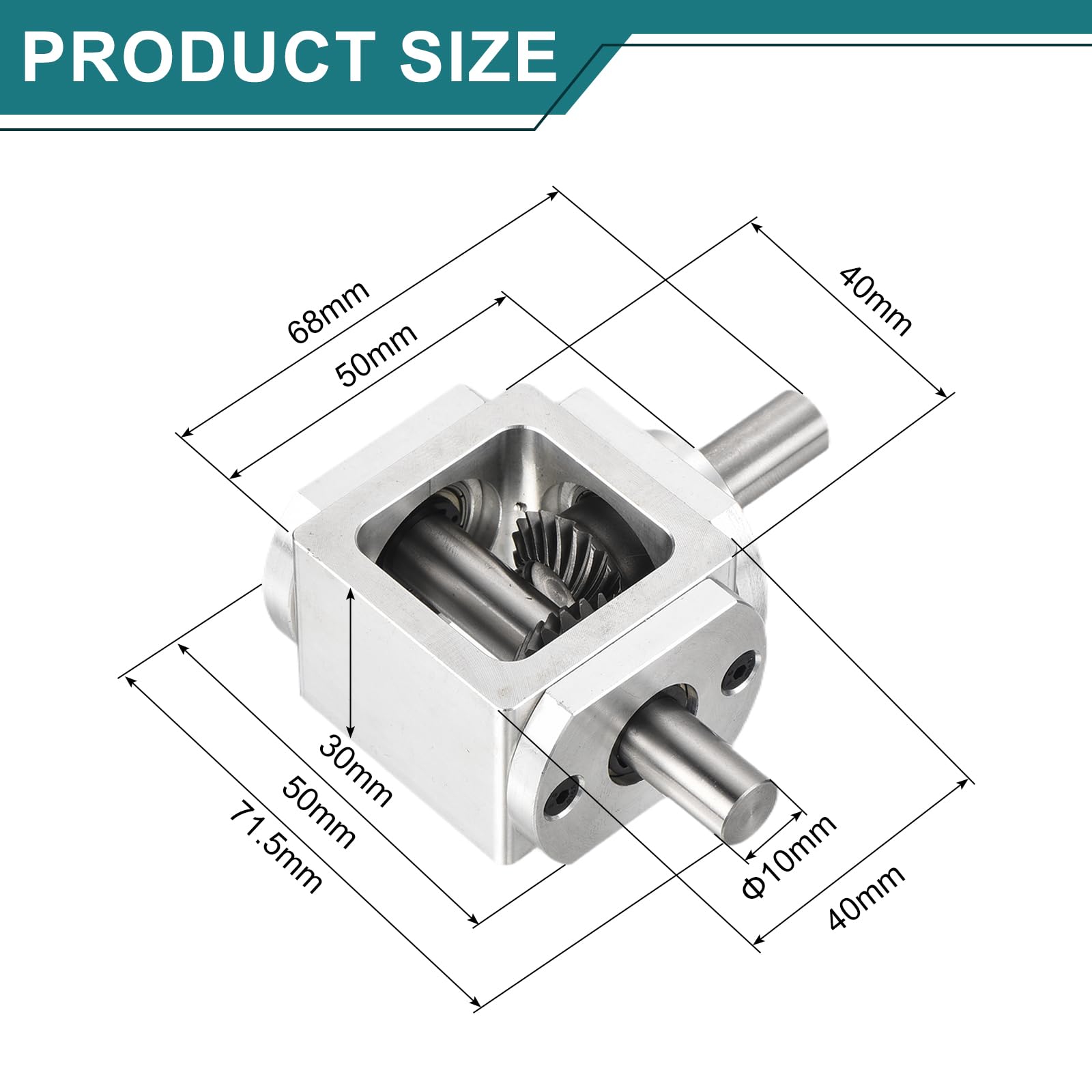 QUARKZMAN Caja De Engranajes De 90 Grados Ángulo Recto Caja De Engranajes Cónicos 1:1 Eje De Salida Único 1 Módulo 20 Dientes Engranaje Cónico Marco Eje De 10mm, 68x71.5x30mm(LxAxH)