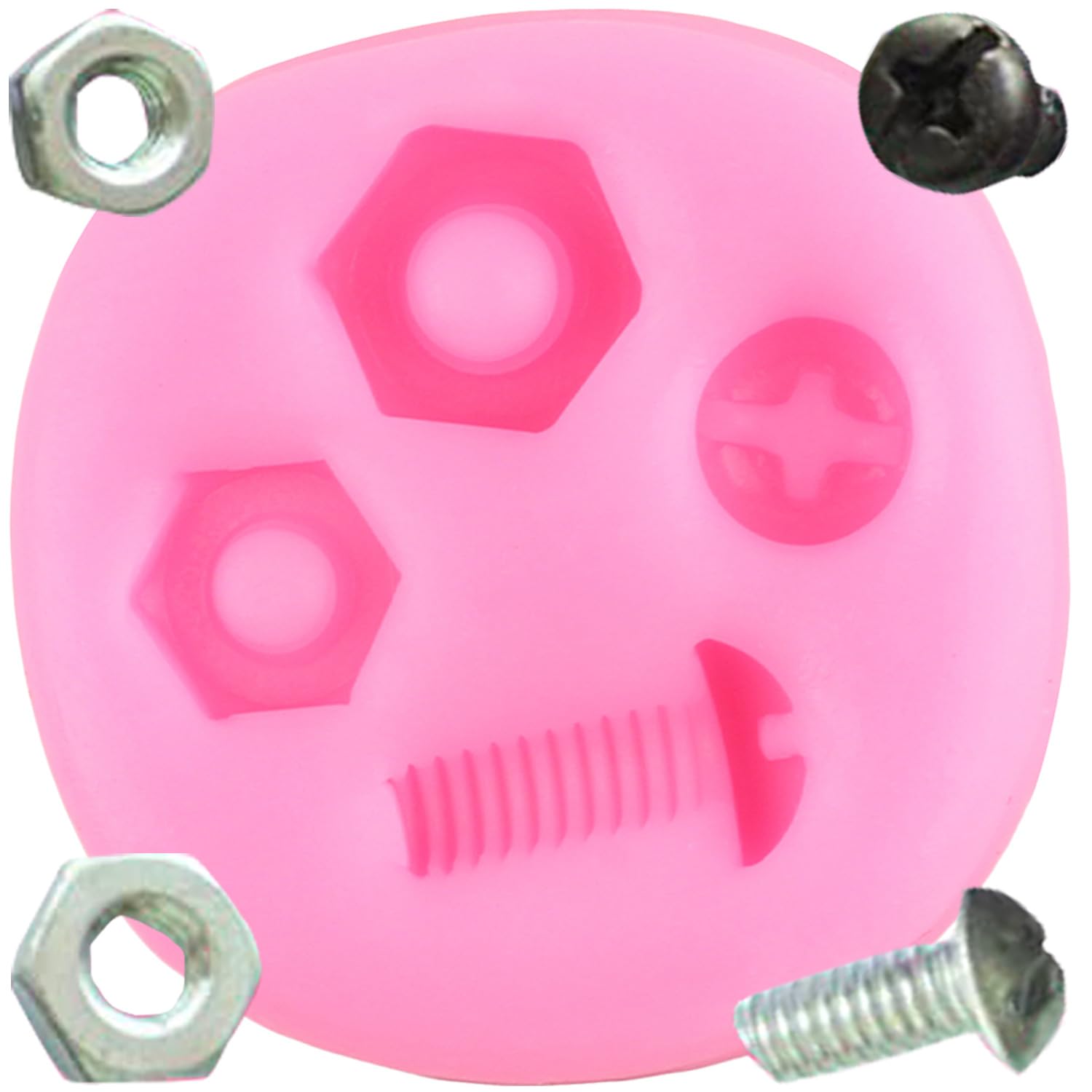 Herramientas de mano Molde de silicona con tuerca de tornillo para fondant para decoración de pasteles, cupcakes, chocolate, caramelo, pasta de goma, arcilla polimérica