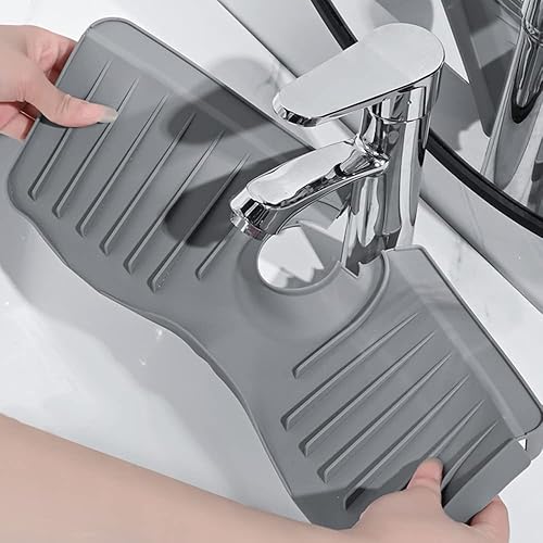 Miniatura 3 de Protector contra salpicaduras para fregadero con pendiente para autodrenaje, alfombrilla para grifo de fregadero, soporte de esponja 3 en 1, mango
