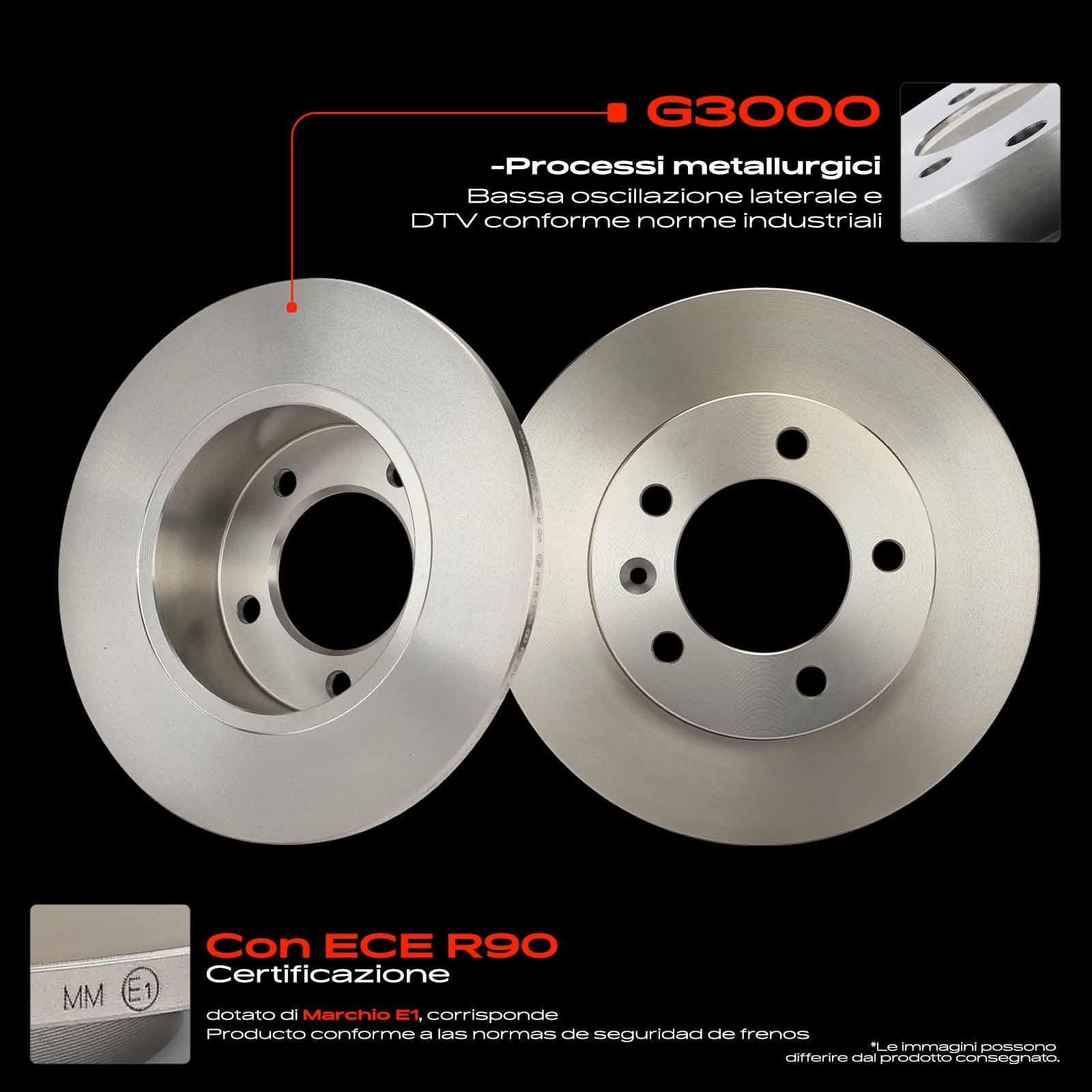 Frankberg Set freni incl. 2x Dischi Freno + 4x Pastiglie dei Freni Posteriore Compatibile con Master III Bus JV Movano B Bus X62 NV400 Bus X62 X62B Master III Replace# 4420066