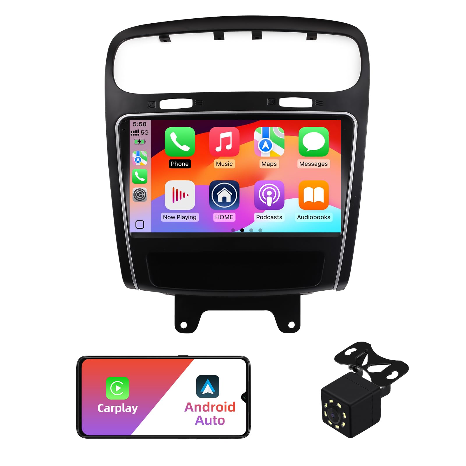 2+32G Android 12 Double Din Car Stereo for Dodge Journey Fiat Freemont 2012-2014 with 9 Inch Touchscreen Radio Built-in Wireless Carplay/Android Auto/GPS/Bluetooth/FM/AUX-in/SWC/Backup Camera-image-27