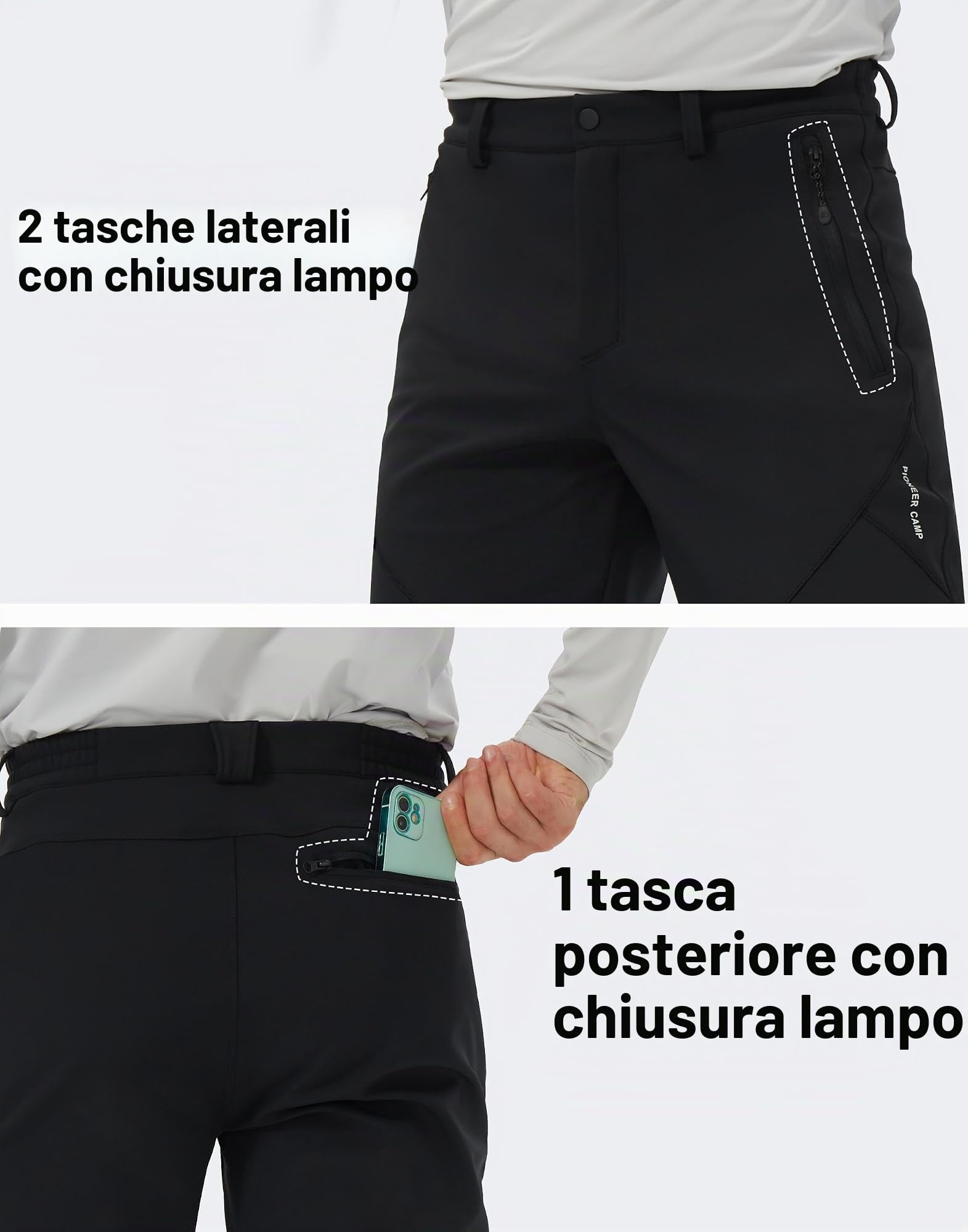Pioneer Camp Pantaloni da trekking da uomo in pile con tasche