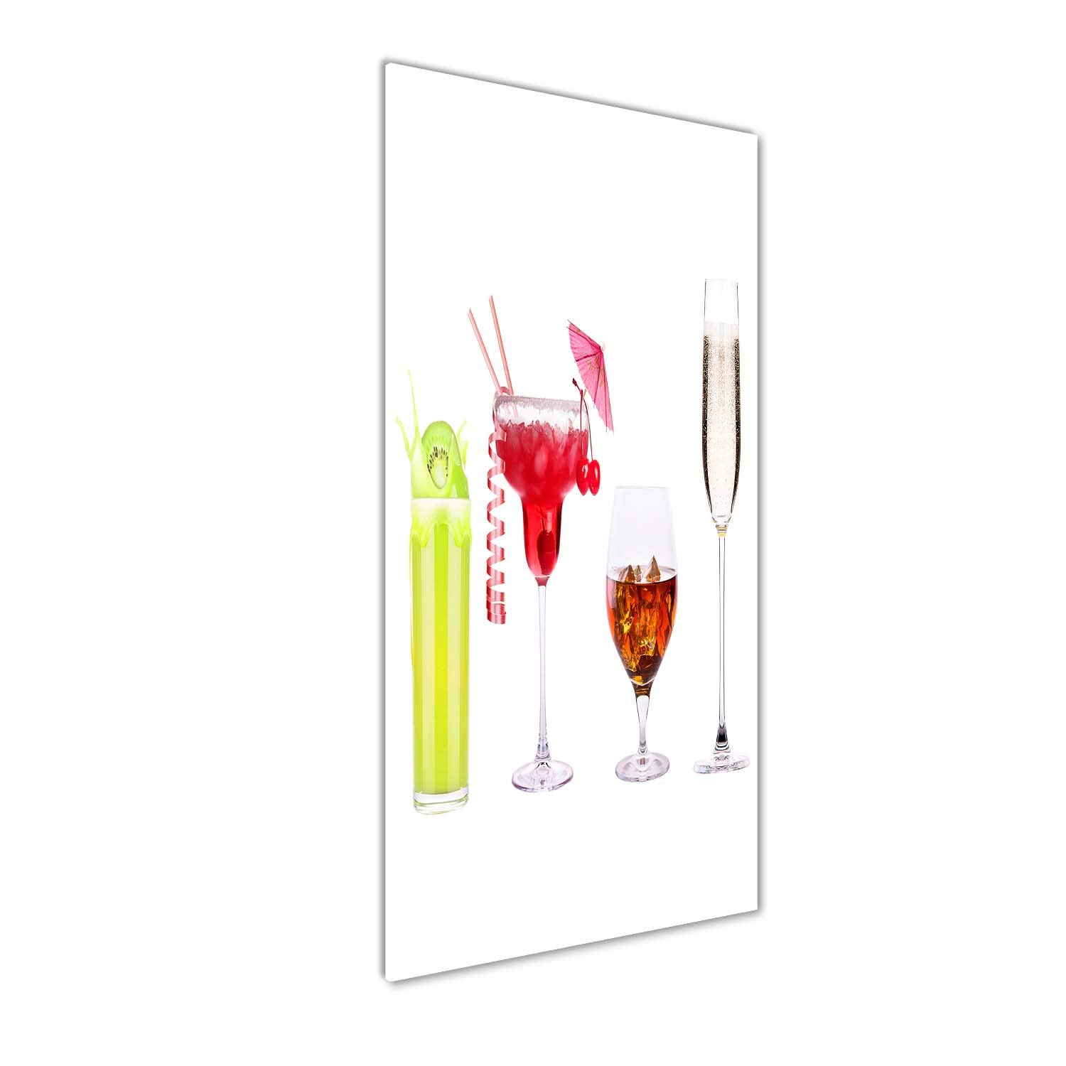Décoration murale cuisine cocktails colorés 50x125cm, tableau peinture sur verre facile à laver