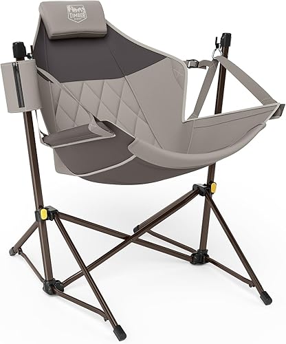 TIMBER RIDGE Silla Hamaca de Camping con Respaldo Ajustable, Silla Hamaca Plegable de Servicio Pesado Soporta 300 libras, Silla Hamaca Portátil para