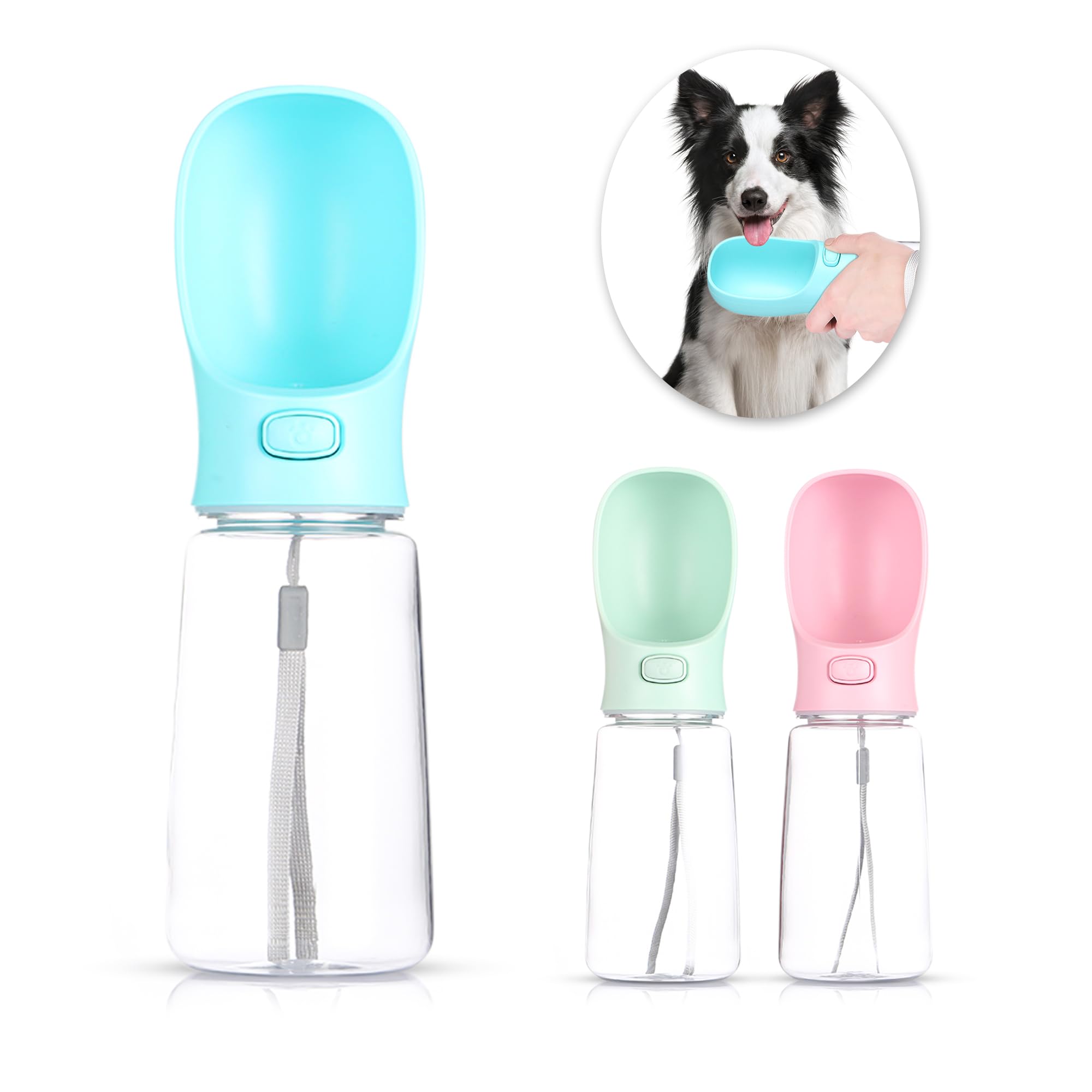 Mamine Brand Dog Water Bottle, Dog Walking Bottle, Dog Feeding Bottle, Innovative Leak Proof Dog Water Bottle, Small & Large Dogs, No Leak, Capacity 19oz 550 ml