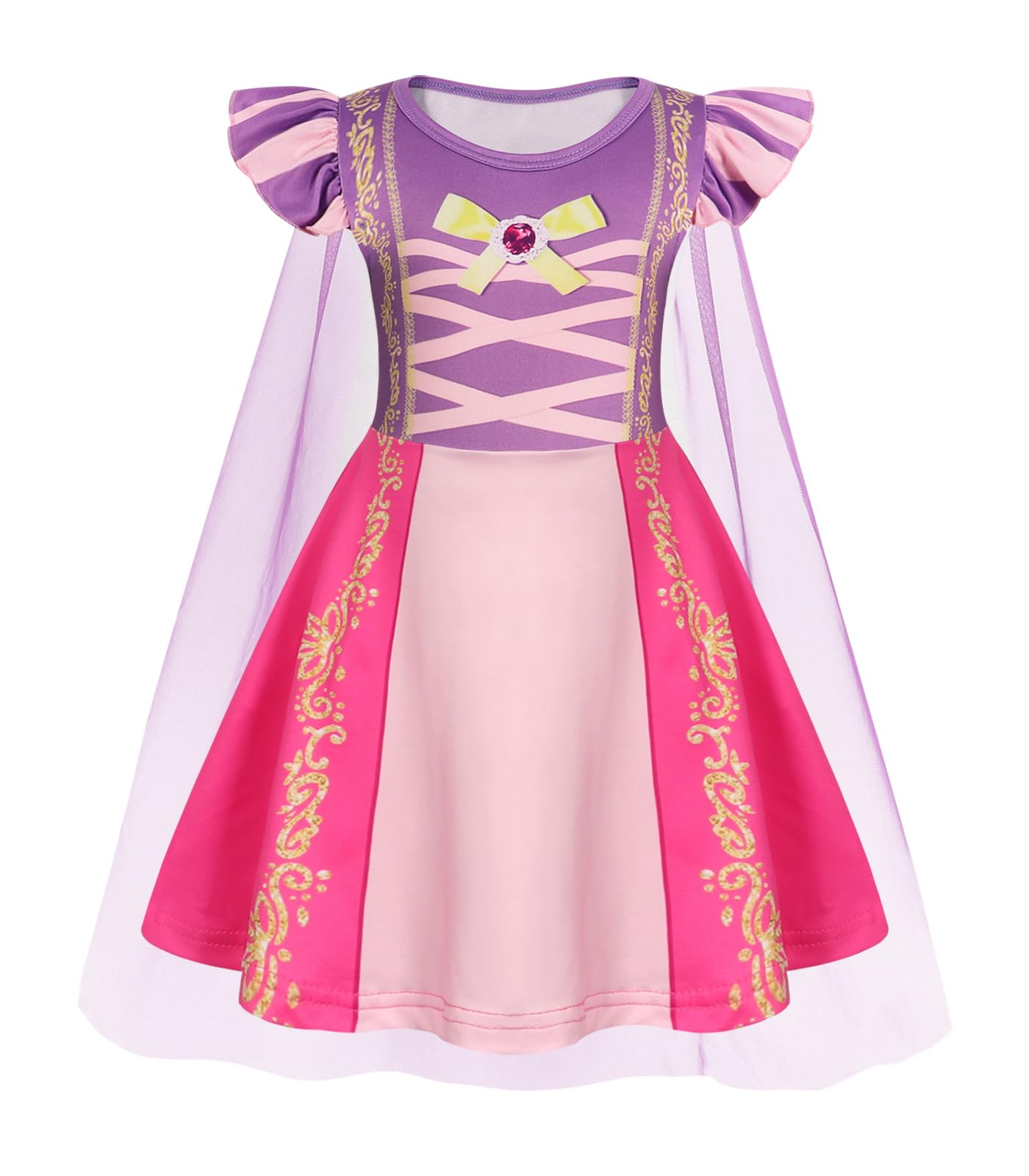 Jurebecia Rapunzel Costumes for Kids Princess Fancy Party Dress with Mesh  Cape Rapunzel Outfit for Halloween Purple blue 3-4 Years - BigaMart