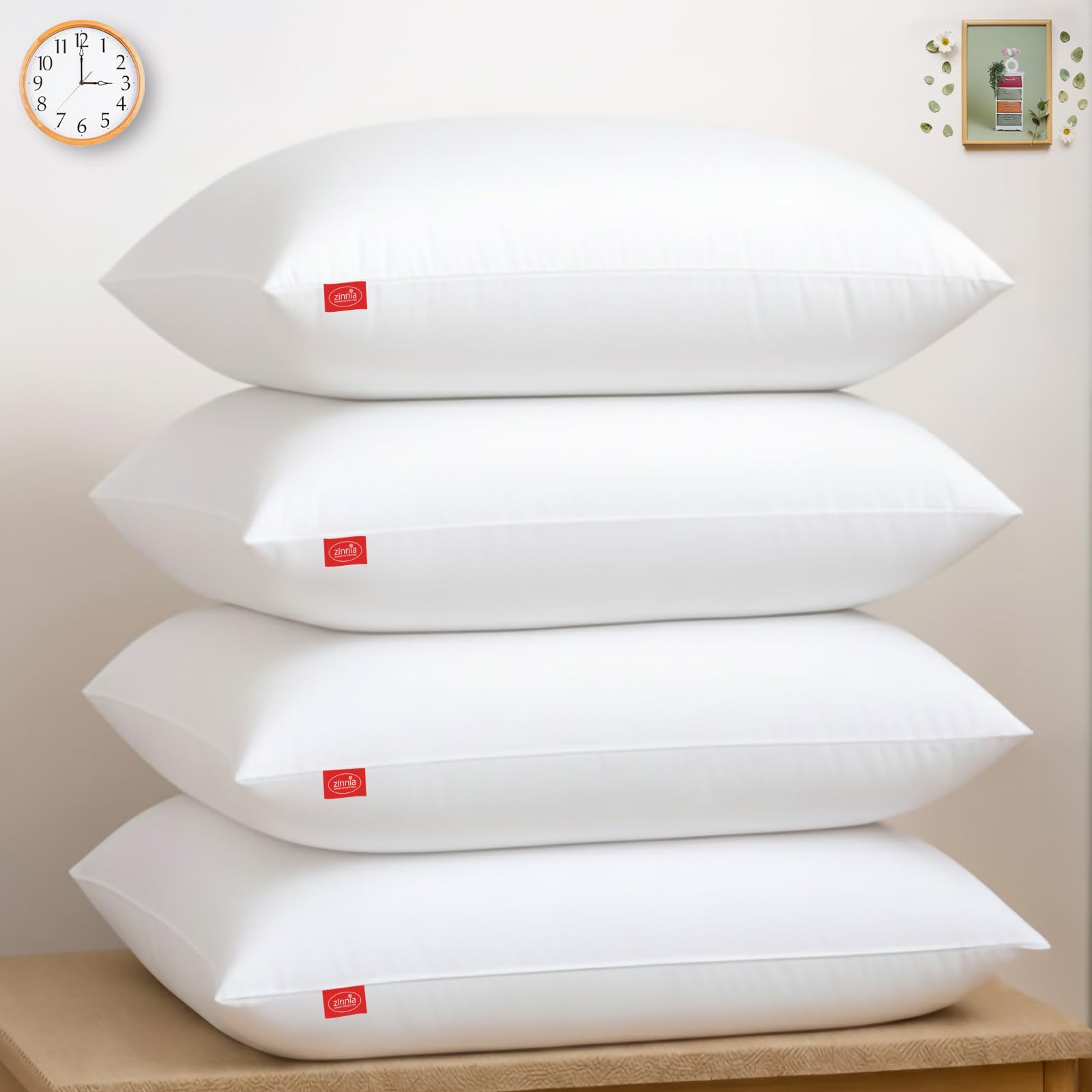 Zinnia Comfort Soft Microfiber Pillow | White | Basic Size 41 x 61 CM | Pack of 4-image-7
