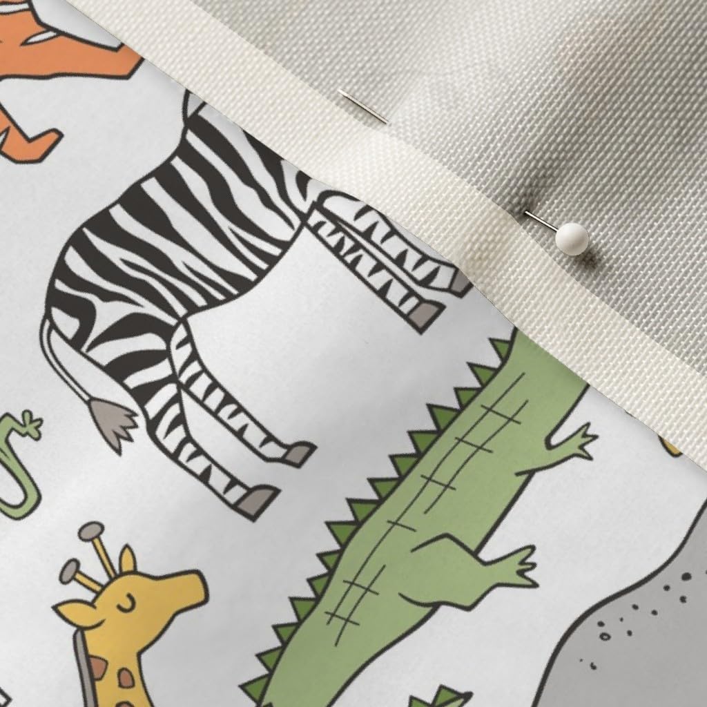 Spoonflower Fabric - Zoo Jungle Animals Doodle Panda Giraffe Lion Tiger Elephant Zebra Printed on Upholstery Velvet Fabric Fat Quarter - Upholstery Home Decor Bottomweight Apparel