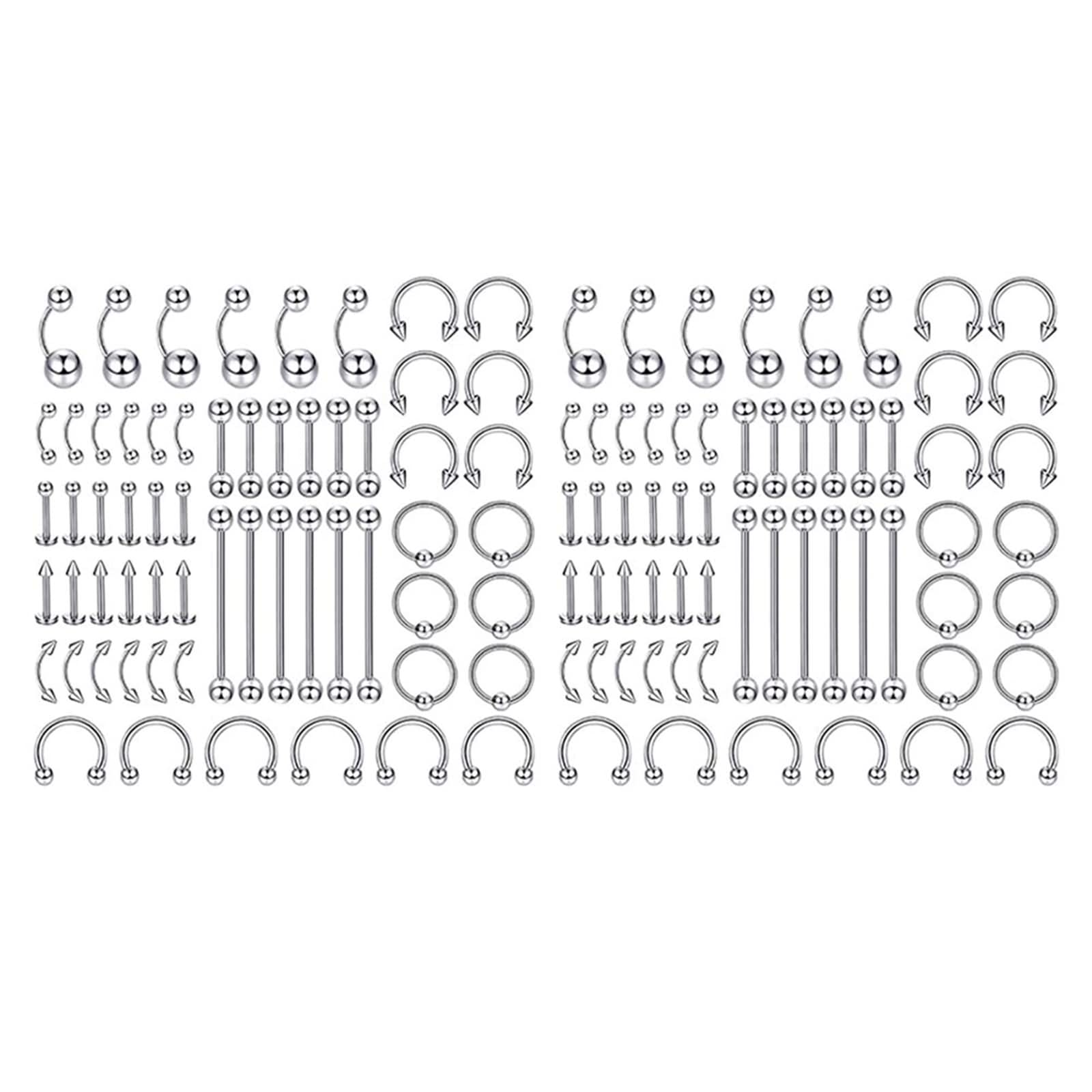 120 Stück Nasenstecker Dünn, Nasenpiercing Hängend Einzigartiges Design und Poliert Silber Edelstahl 1.2mm