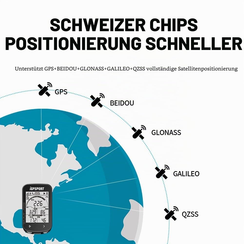 IGPSPORT GPS Fahrradcomputer iGS50E kabelloser Fahrradcomputer wasserdicht kompatibel Geschwindigkeit Trittfrequenz Herzfrequenzsensor (Sensor nicht im Lieferumfang enthalten)