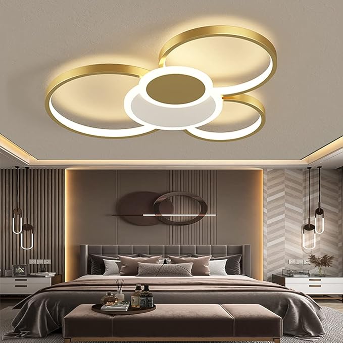 QYQIAN Woonkamer Lamp Dimbare Plafondlampen Moderne LED Plafondverlichting Met Afstandsbediening Aluminium Licht Slaapkamer Lamp Gebruikt Voor Keuken Eetkamer Kantoor Plafondlamp Hanglampen (110CM,Black) photo 2