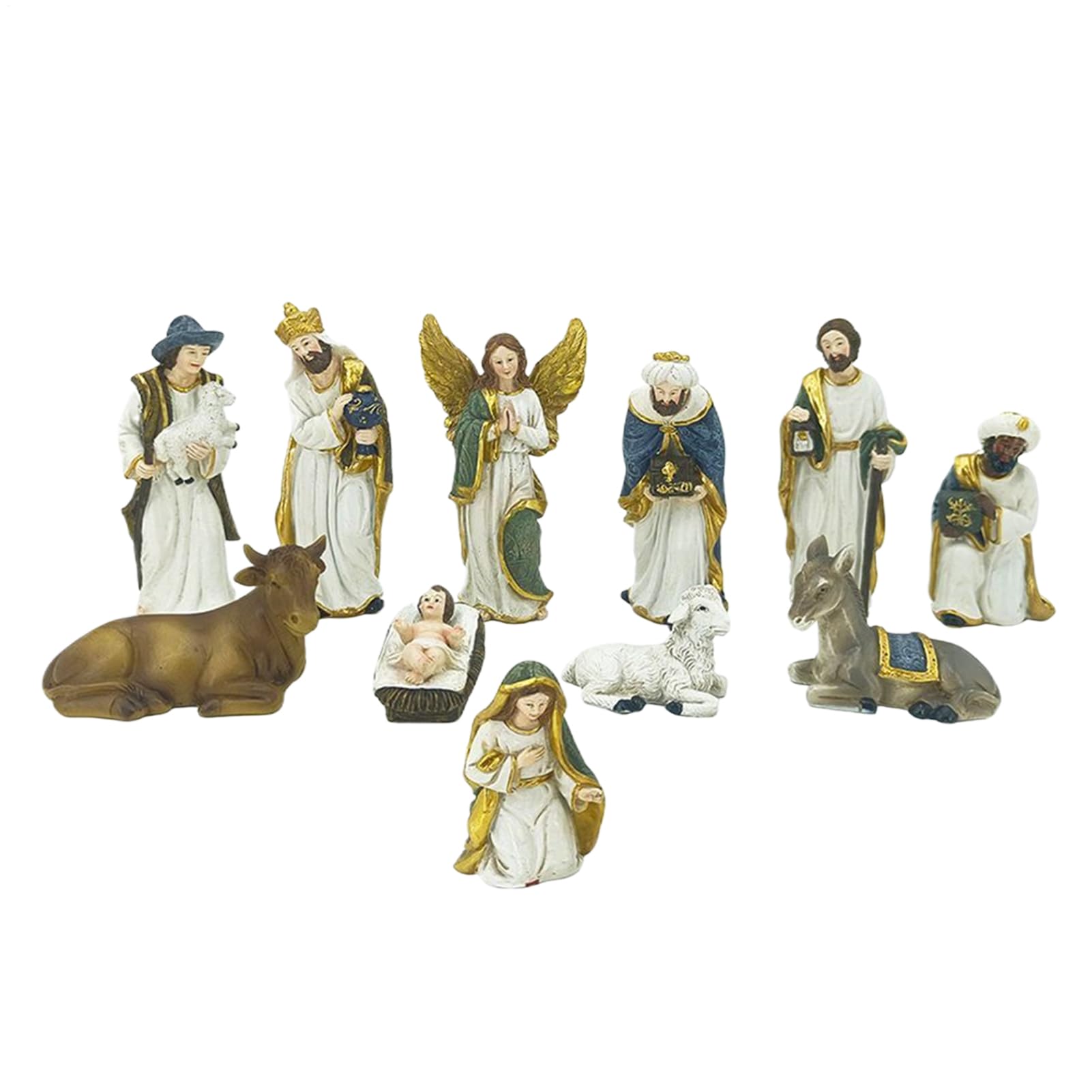 Générique Krippenfiguren-Set, 11-teilig – Figuren aus Kunstharz zur Geburt Jesus Partys | Christliche Weihnachtsdekoration, Skulptur für Familien, Kamin, katholische Kirche, Tisch