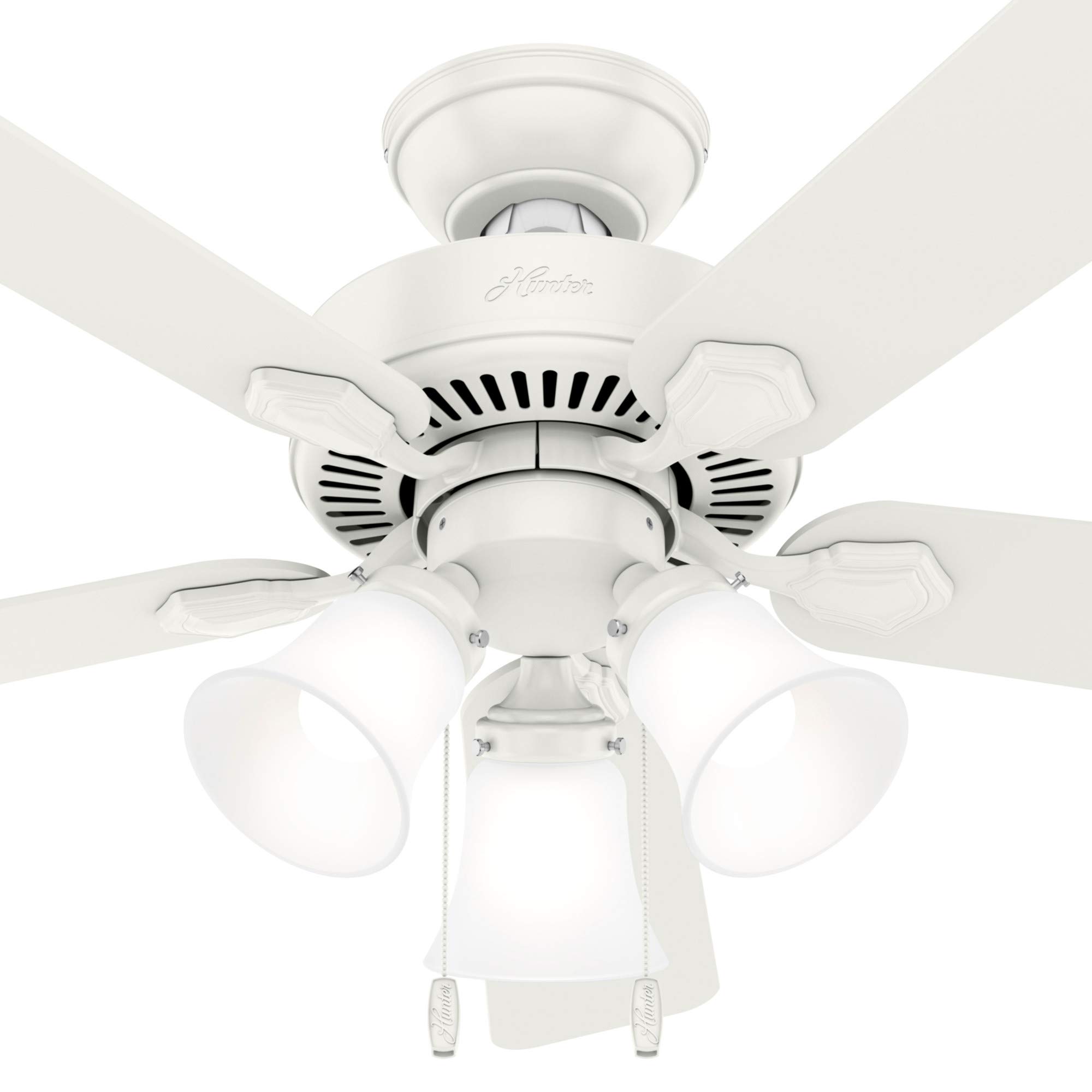 Hunter Swanson Indoor Ceiling Fan with LED Lights and Pull Chain Control, 44", Fresh White