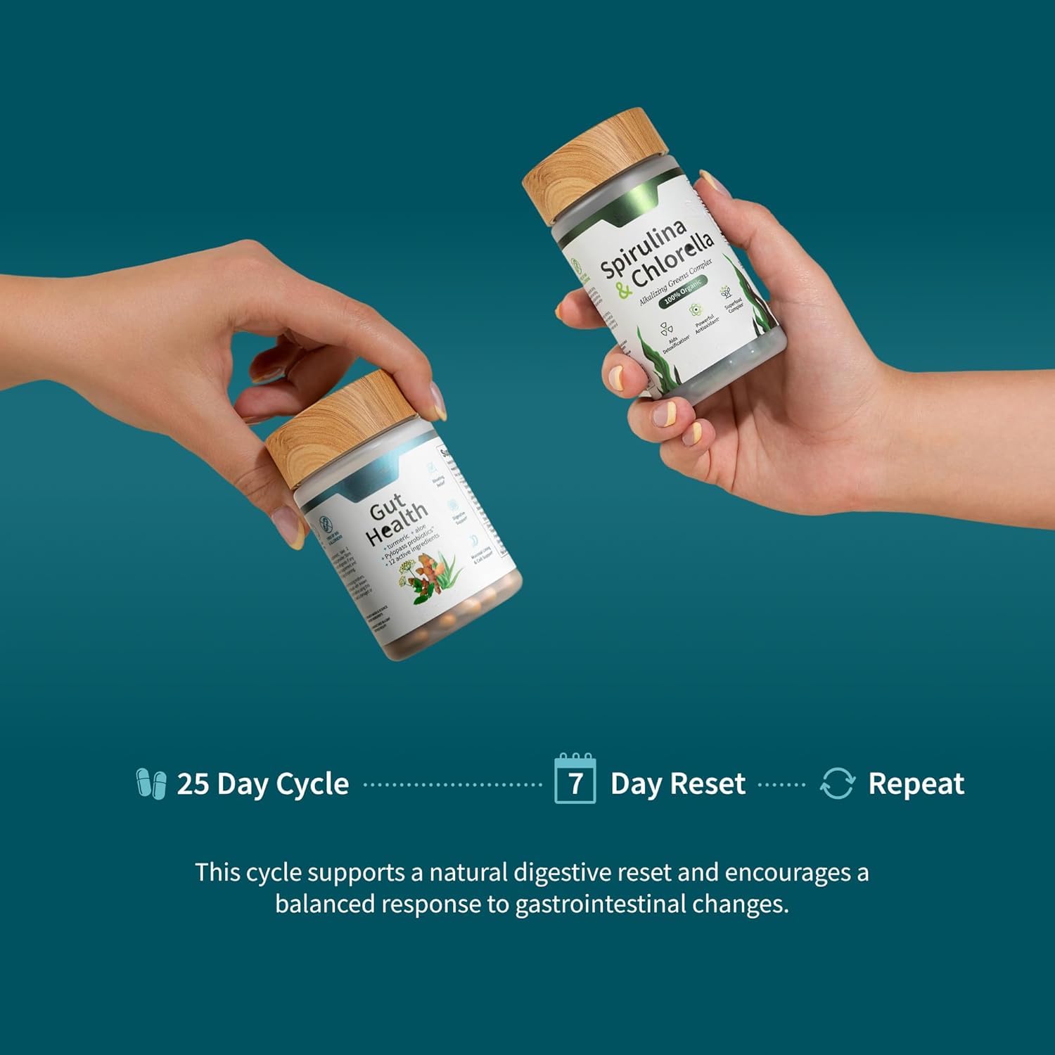 Paquete Espirulina Chlorella Orgánica con Probiótico + Verdes