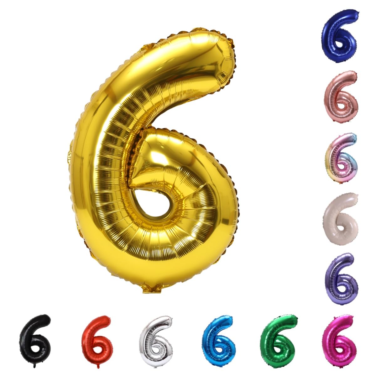 YPSelected 32 Inch Large Foil Helium Number Balloon Birthday Wedding Party 0-9 (Gold, 6)
