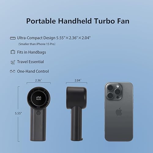 Miniatura 2 de Ventilador turbo portátil actualizado 2025 con batería de 20 horas, mini ventilador recargable con pantalla digital, base antideslizante, capacidad