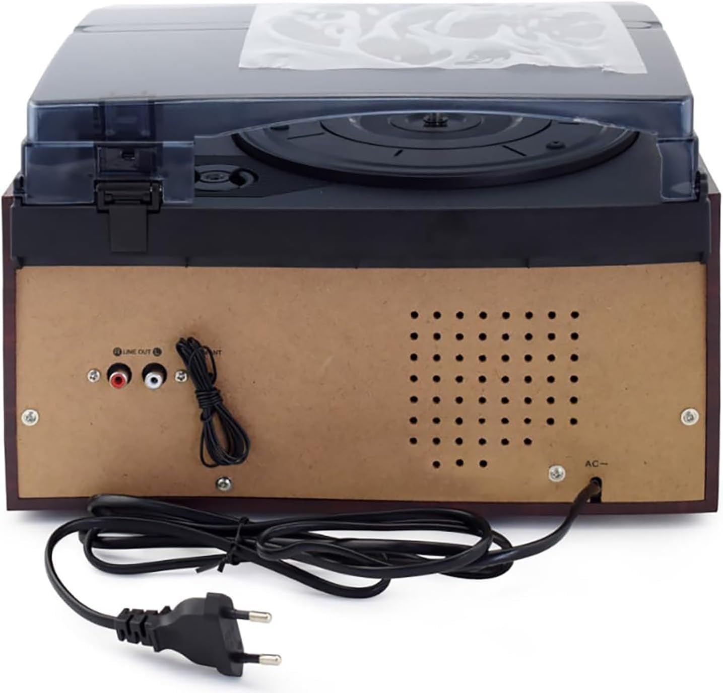 Giradischi multi-velocità con Bluetooth, cassetta, lettore CD, altoparlanti integrati, radio FM e USB per audio domestico