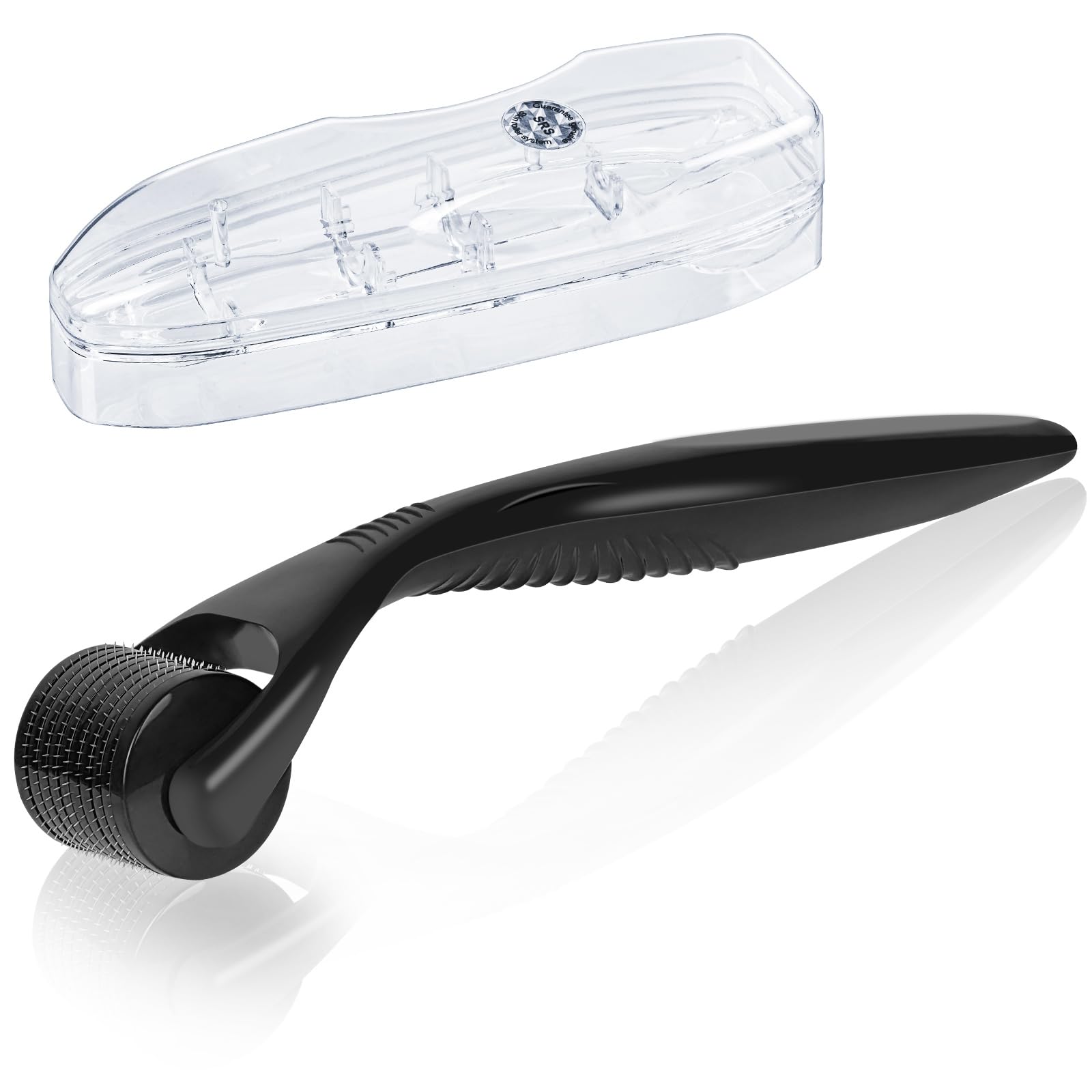 LOPHE Dermaroller Cabello, Dermaroller 0.5mm para Cara y Cuerpo, Rodillo Barba de Titanio Microagujas, Microneedling Dermaroller Facial para Eliminación de Cicatrices Acne, Poro Contractivo, Negro