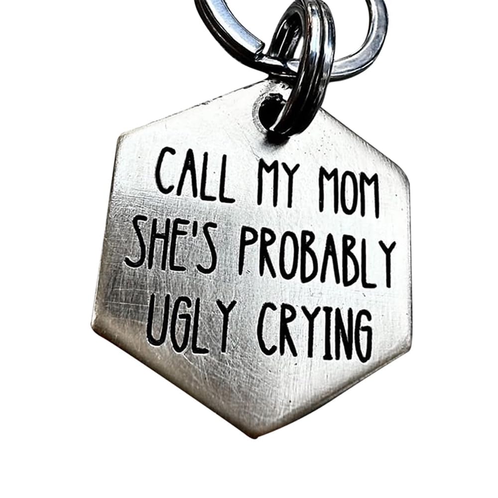 Funny Dog Tag, Stainless Steel Pet Tag, Personalized Got Lost Dog Collar Tag Puppy Tag Pet ID Tag, Pet Cat & Dog Collar Charm Gift for Dog Cats Owner Dog Lover (Call My mom)