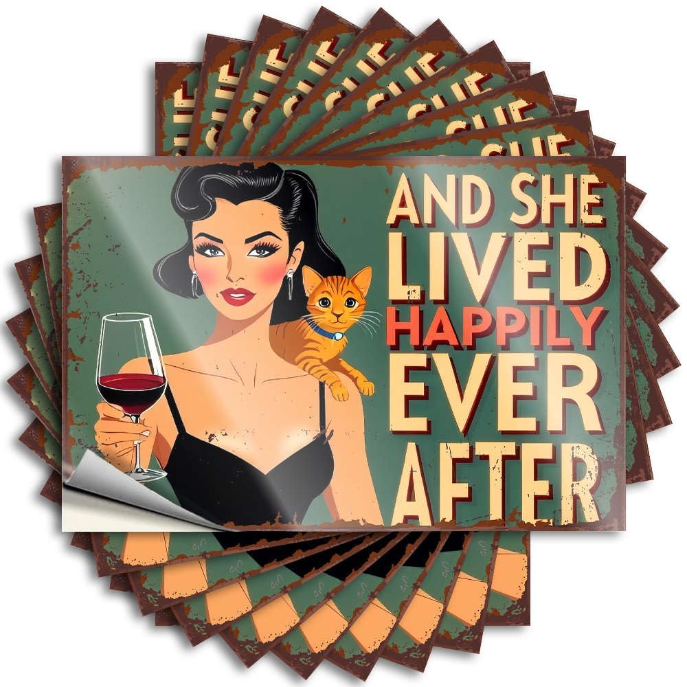 Fzfn Colour And She Lived Happily Ever After. Rock Sticker | Cottage Core Decorations Waterproof Vinyl Helmet Water Removable Decal Peel Stick(8X12cm)