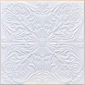 50pc of Astana White (20"x20" Foam) Ceiling Tiles - Covers About 135sqft - Styrofoam Ceiling Tile for Glue up Application