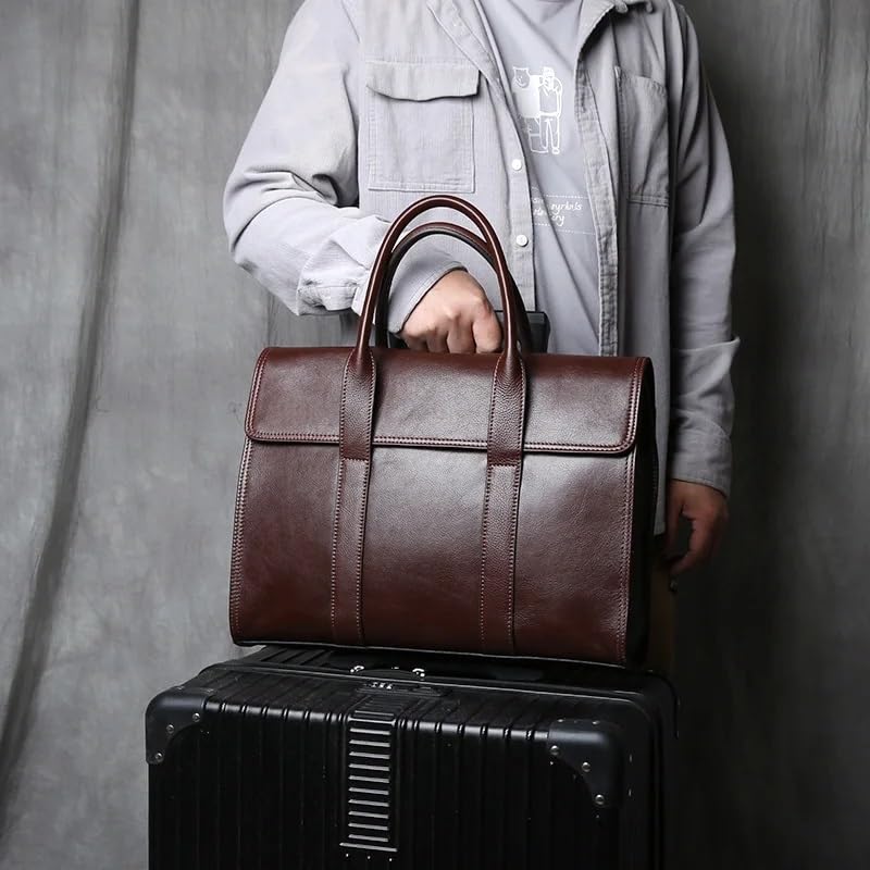 Vintage Leather Men's Briefcase Cowhide Handbag Casual Men Bag Wearable Luggage for 14 Inch Laptops2