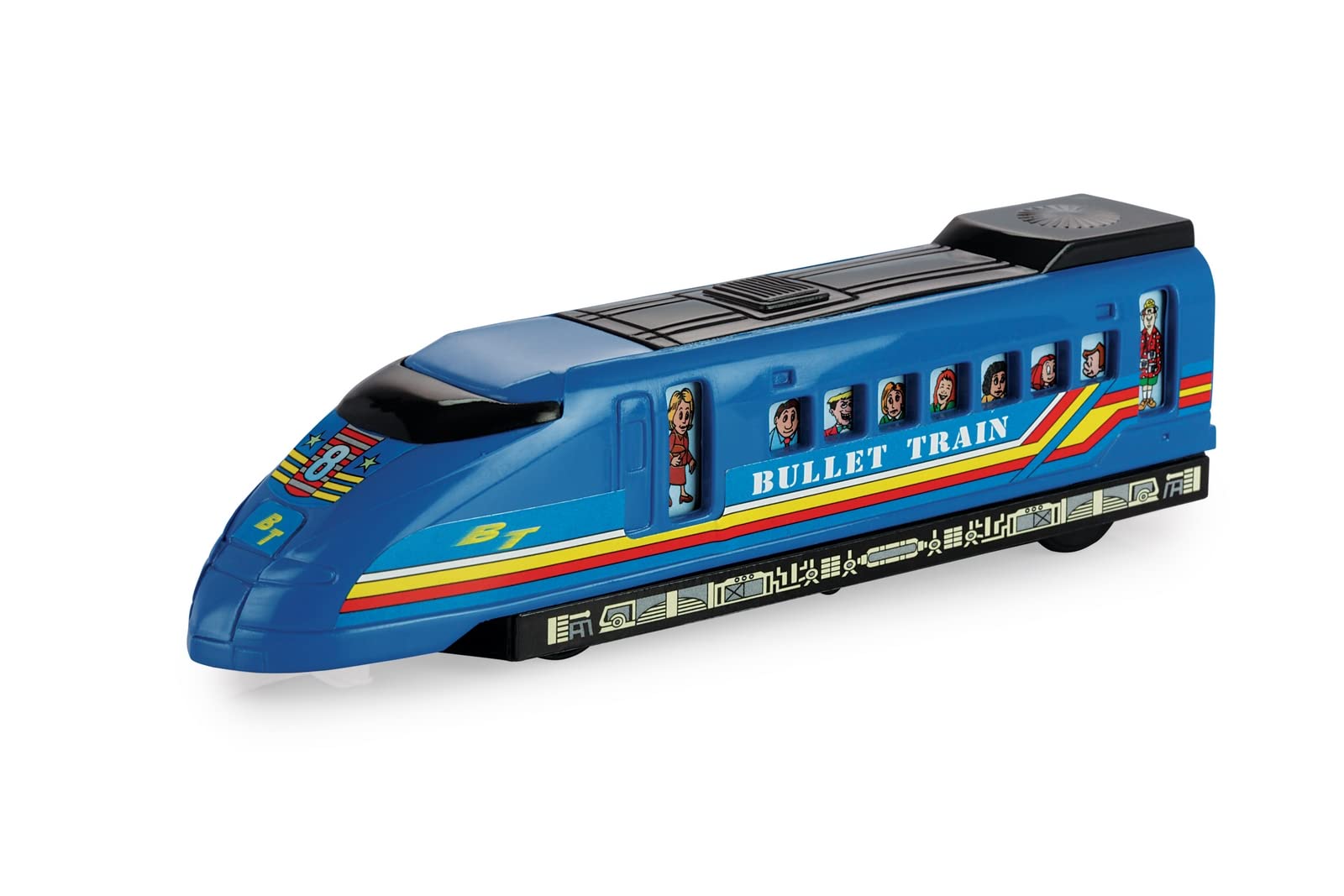 Shinsei Bullet Train Maintenance Free Pullback Spring Action Race Toy Gift for Boys 5+ Years. Strong Abs Plastic, No Sharp Edges, Bis Certified. Pack of 1, Color Blue - Kids