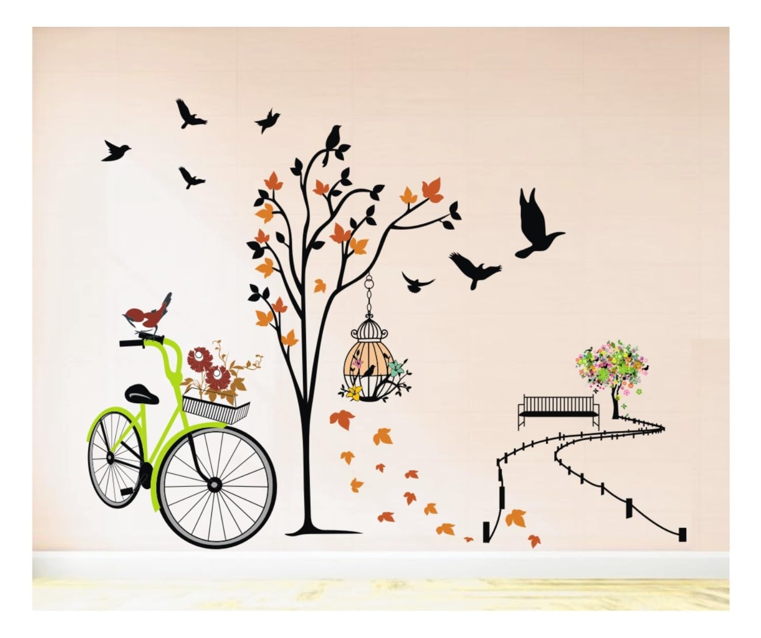 Heaven Decors Natural Scenic Ride PVC Vinyl Wall Sticker for Living Room ( Ideal Size on Wall: 142 cm x 100 cm ),Multicolour