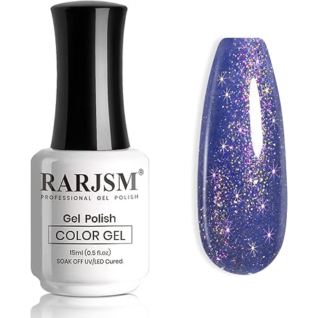 RARJSM Glitter Gel Nail Polish Chunky Iridescent Rainbow Holographic Sparkle Flakes Diamond...