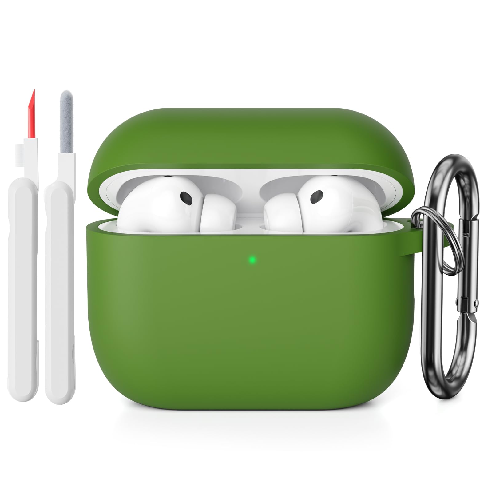 KOKOKA Funda de Silicona Compatible con AirPods Pro 3.ª Generación con Kit de Limpiador, Anti-rasguños, Anti-Polvo, Funda Case Silicona para AirPods Pro 3 con Mosquetón, LED Frontal Visible, Negro — view 19