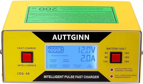 Miniatura 2 de AUTTGINN - Cargador de batería de 6812141624 V, cargador de batería inteligente ajustable de 0 a 10 amperios con abrazaderas de cable mejoradas,