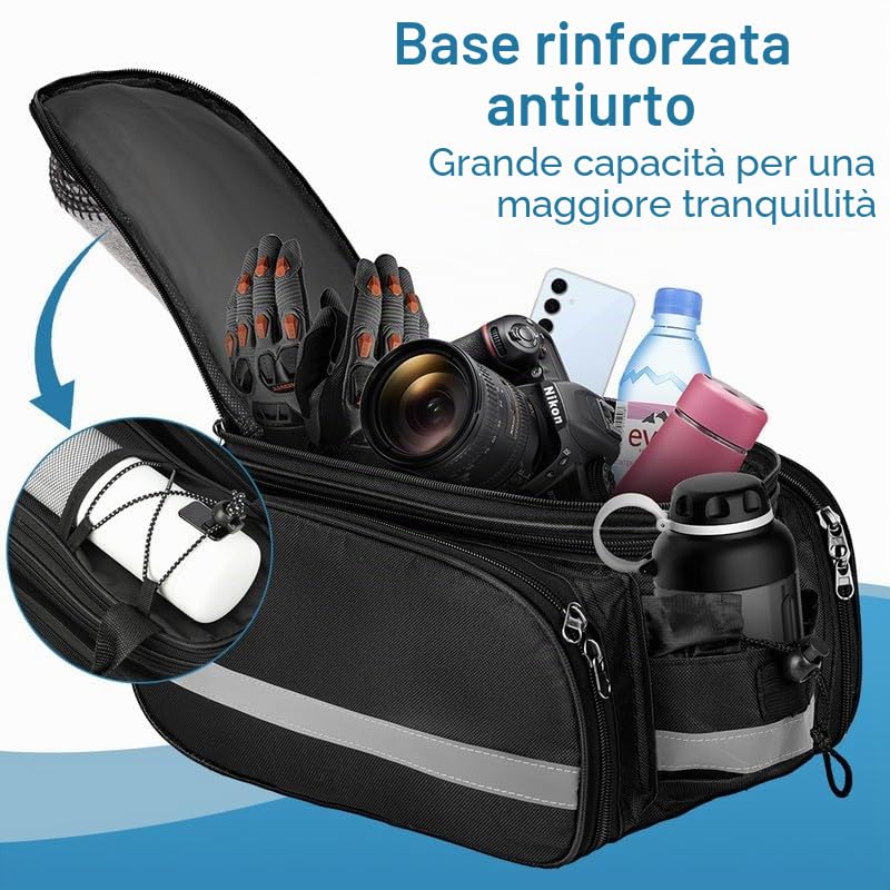 Borsa Bici Posteriore Doppia, 10-20L Borse Impermeabili per Portapacchi, Borsa 3 in 1, Zaino Portatile Multifunzione per Esterni
