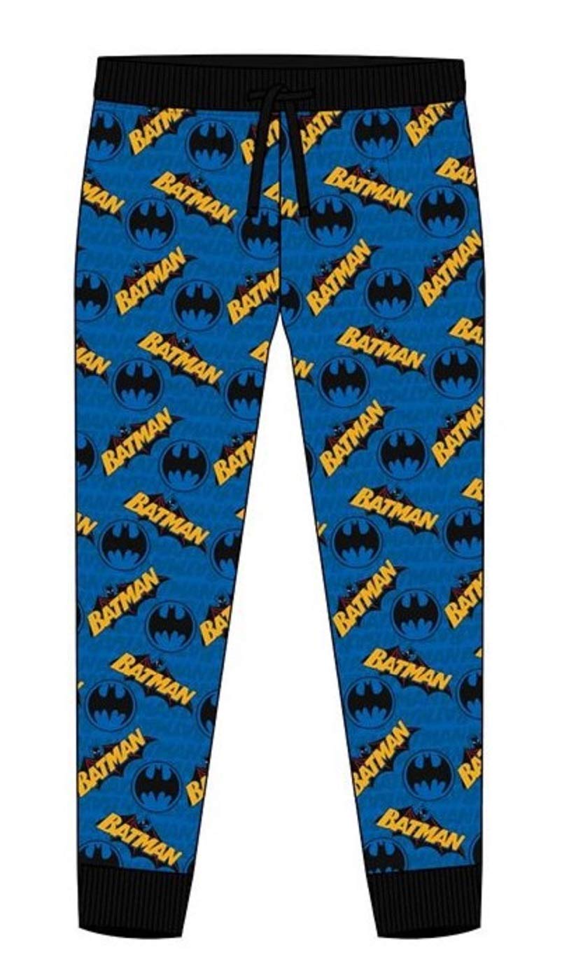 Tdp Men's Blau Batman Lounge Pants Blue Cuffed Bottoms S M L Xl Older Boys Nightwear Pyjama Bottoms (Medium (34-36 Inches))