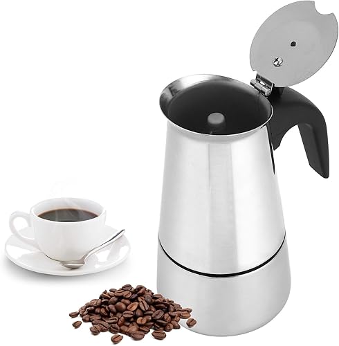 Miniatura 8 de OUKENS Máquina de café expreso para estufa, 4 tazas/6.8 fl oz, cafetera clásica italiana de acero inoxidable, olla de café para inducción de cocina