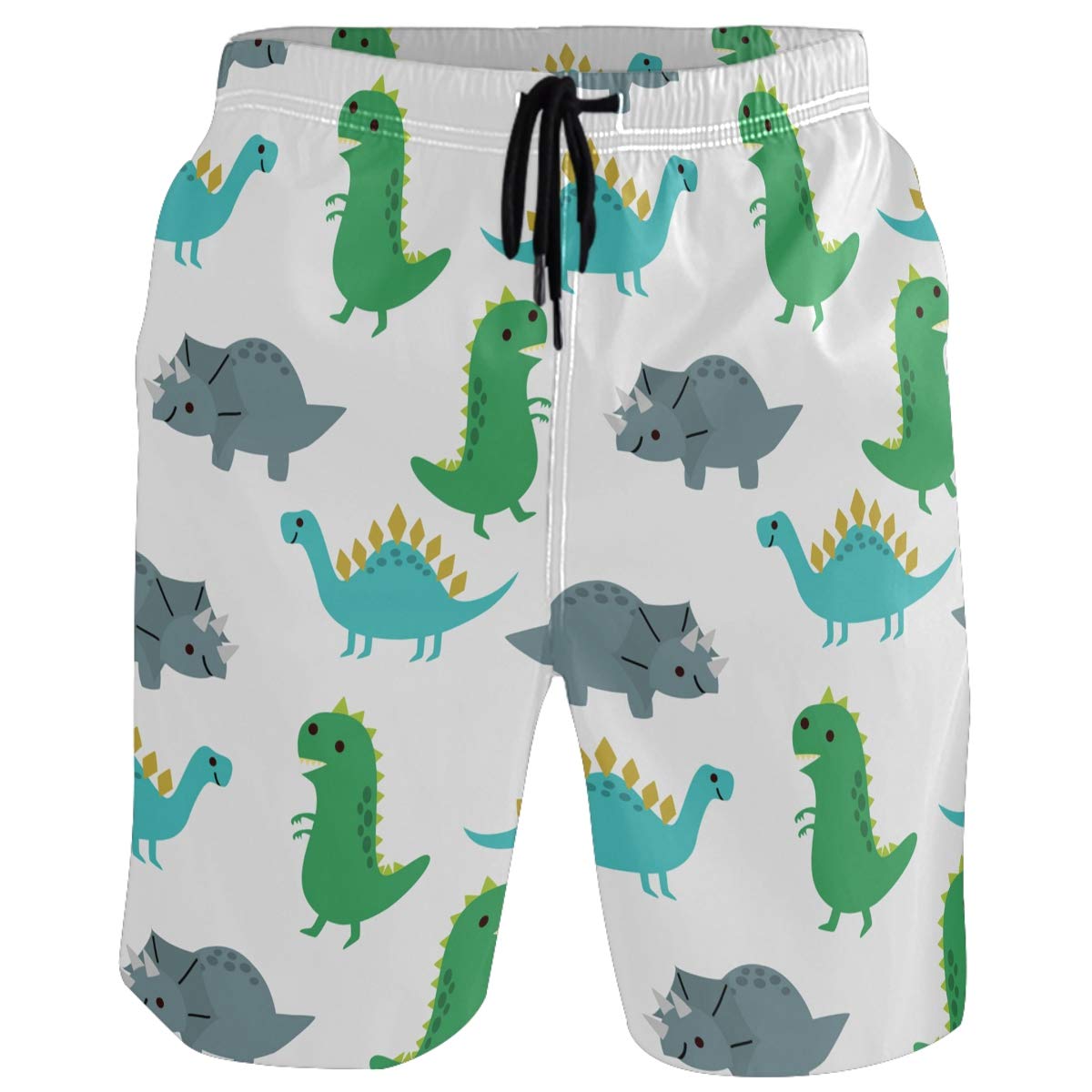 Visesunny Men's Funny Dinosaur Stylish Swim Trunks Quick Dry Beachwear Sports Swim Board Shorts Holiday Party Bathing Suits, Medium