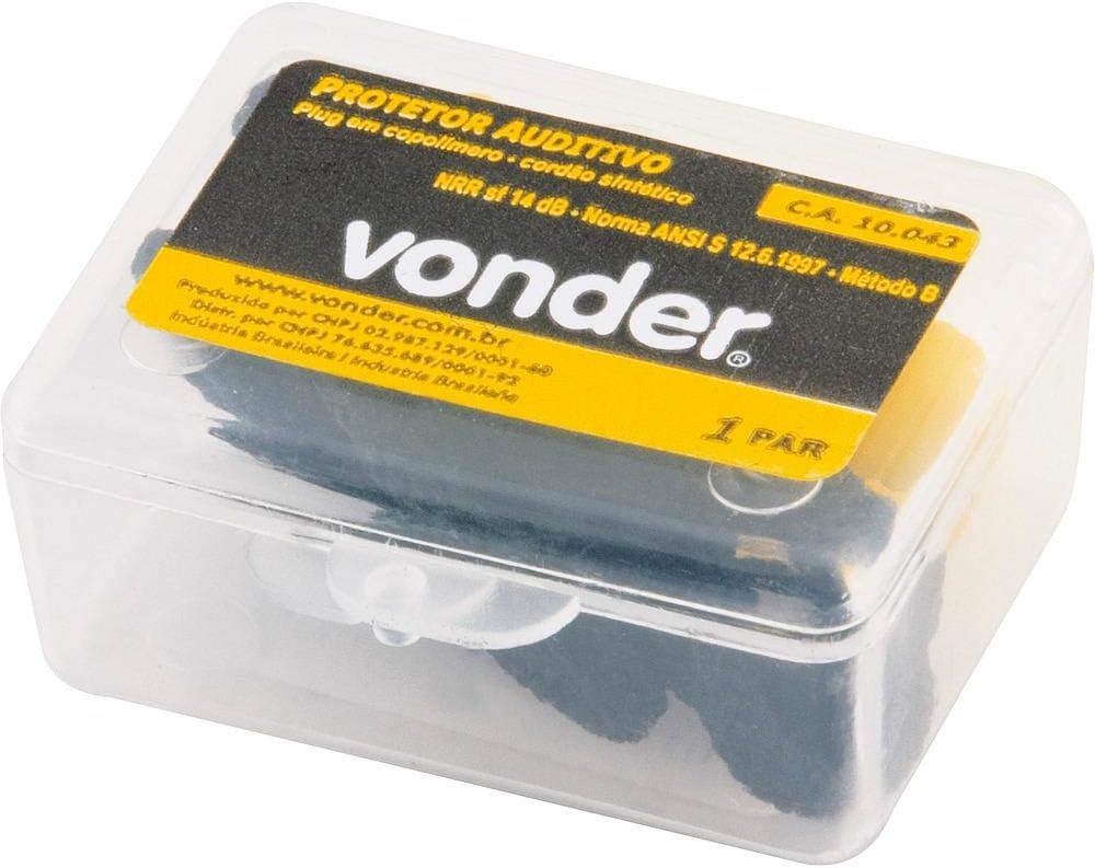 Protetores auriculares com embalagem em fundo branco e neutro.